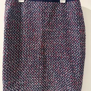Talbots Navy tweed skirt with Red and White Accents